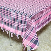 mandaş 140x140 Yer Sofra Bezi Piknik Masa Örtüsü Saçaklı pembe - 3