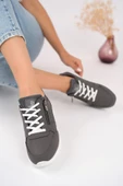 Muggo Asel Garantili Kadın Ortopedik Günlük Bağcıklı Yandan Fermuarlı Rahat Sneaker Spor Ayakkabı - 8