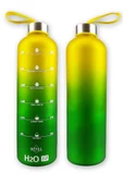 Digithome H2O Çift Renkli Motivasyon Cam Matara Su Şişesi 1000 Cc Sarı - H2O87184 - HYT C1-1-18 thumbnail 2