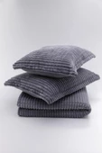 Merinos Çift kişilik  Modern Line 3 Parça Battaniye Seti -K Gri - 2