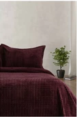 Merinos Çift kişilik  Modern Line 3 Parça Battaniye Seti - Cherry - 1