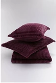 Merinos Çift kişilik  Modern Line 3 Parça Battaniye Seti - Cherry - 3