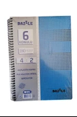4+2 Ayraçlı Defter 6 Konulu 180 Yaprak 1 Adet 4 Kareli 2 Çizgili Spralli Plastik Kapak Seperatörlü - 2