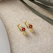 14 Ayar Uğur Böceği Halka Altın Çocuk Küpesi thumbnail 3