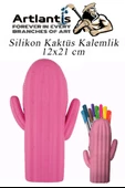Silikon Kaktüs Kalemlik 1 Adet Silikon Kalem Kutusu Eğlenceli Sevimli Kaktüs Figürlü Hediyelik Kalemlik - 3