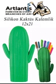 Silikon Kaktüs Kalemlik 1 Adet Silikon Kalem Kutusu Eğlenceli Sevimli Kaktüs Figürlü Hediyelik Kalemlik - 8