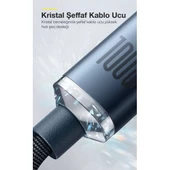BASEUS 2mt Led Işıklı Örgülü 100W Type-C to Type-C Hızlı Şarj Kablosu Samsung Huawei Şarj - 5