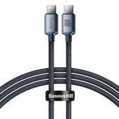 BASEUS 2mt Led Işıklı Örgülü 100W Type-C to Type-C Hızlı Şarj Kablosu Samsung Huawei Şarj - 1