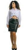 Yüksek Kaliteli Hakiki Deri Etek Diz Üstü Midi Boy Ann - 1