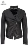Siyah Hakiki Deri Kadın Ceket Love Mıknatıs Yaka Detaylı - 8