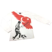 uzun kol beyaz atatürk kocatepe tişört unisex pamuklu ürün - 2