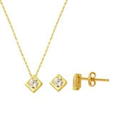 Kare Model Tektaşlı 14 Ayar Altın Set Takımı thumbnail 1