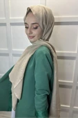 Organik Şal - Pamuk Tek Renk Şal  BEJ thumbnail 2