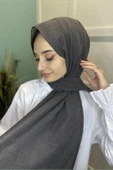 Organik Şal - Pamuk Tek Renk Şal  ANTRASİT thumbnail 3