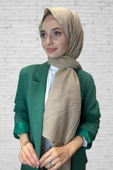 Organik Şal - Pamuk Tek Renk Şal  BEJ thumbnail 1