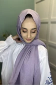 Organik Şal - Pamuk Tek Renk Şal  AÇIK LİLA thumbnail 4