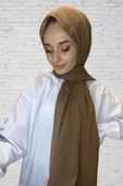 Organik Şal - Pamuk Tek Renk Şal  KAHVERENGİ - 1