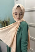Organik Şal - Pamuk Tek Renk Şal  AÇIK SOMON thumbnail 4