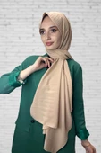 Pamuk Cazz Şal - Kadın Tesettür Şal  AÇIK BEJ thumbnail 1