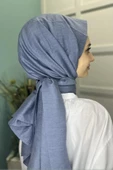 Organik Şal - Pamuk Tek Renk Şal  AÇIK LACİVERT thumbnail 3