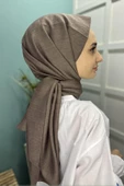 Organik Şal - Pamuk Tek Renk Şal  KAHVE thumbnail 4