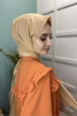 Pamuk Cazz Şal - Kadın Tesettür Şal  LATTE thumbnail 5