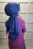 Pamuk Cazz Şal - Kadın Tesettür Şal  MAVİ thumbnail 3