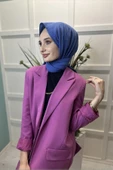 Pamuk Cazz Şal - Kadın Tesettür Şal  MAVİ thumbnail 5