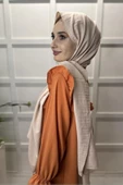 Pamuk Cazz Şal - Kadın Tesettür Şal  BEJ thumbnail 2
