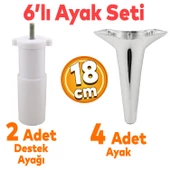 Aspen 6'lı Set Mobilya Tv Ünitesi Koltuk Kanepe Konsol Destek Ayağı Ayakları 18 Cm Krom M8 thumbnail 1