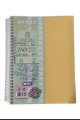 Orta Boy 6+2 Ayraçlı Defter 8 Konulu 240 Yaprak 1 Adet 6 Kareli 2 Çizgili Spralli Plastik Kapak Seperatörlü 18x25 cm - 1