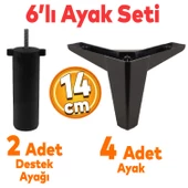 Sedir 6'lı Set Mobilya TV Ünitesi Çekyat Koltuk Kanepe Destek Ayağı 14 cm Siyah Kanat 17 Baza Ayak thumbnail 1