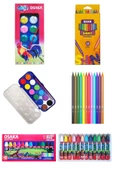 Silka Shiny Kuru Boya 12'li Osaka Pastel Boya 12'li Osaka Sulu Boya 12'li Kırtasiye Seti Okul Seti - 1