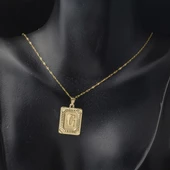 Altın Kare Plakalı G Harf Kolye 14 Ayar thumbnail 2