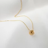 Taşlı G Harfli Minimal Harf Altın Kolye thumbnail 3