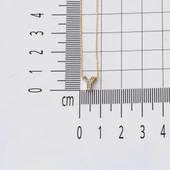 Taşlı Y Harfli Minimal Harf Altın Kolye - 5