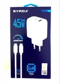 Syrox GAN45T Type-C & USB Giriş Başlık ve Type-C Kablo 45w Quick  HIZLI Şarj Cihazı Seti - 1