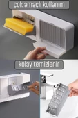 2 Bölmeli Su Tutmaz Katı Sabunluk Güçlü Yapışkanlı Duvara Monte Kapaklı Mutfak Banyo Organizeri - 4