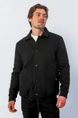 Erkek Regular Fit Çıt Çıtlı Gömlek Yaka Cepli Kışlık Astarlı Kaşe Mont - 2