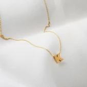 K Harfi Taşsız Minimal Harf Kolye 14 Ayar Altın thumbnail 3