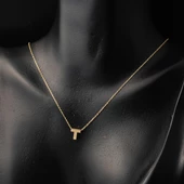T Harfi 14 Ayar Altın Taşsız Minimal Harf Kolye thumbnail 2