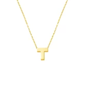 T Harfi 14 Ayar Altın Taşsız Minimal Harf Kolye thumbnail 1
