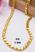 22 Ayar Altın Zincir 4 MM Pullu Halep Zincir 60 CM Uzunluk LKZNC1044 - 6