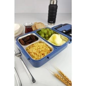 Digithome Bölmeli Çelik Hazneli Yemek Taşıma ve Saklama Kabı İş Ofis Okul İçin 25 Cm Mavi - YK1392 C320.025 - 10