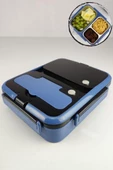 Digithome Bölmeli Çelik Hazneli Yemek Taşıma ve Saklama Kabı İş Ofis Okul İçin 25 Cm Mavi - YK1392 C320.025 - 1