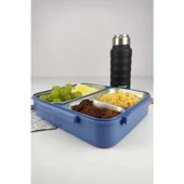 Digithome Bölmeli Çelik Hazneli Yemek Taşıma ve Saklama Kabı İş Ofis Okul İçin 25 Cm Mavi - YK1392 C320.025 - 7