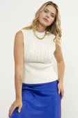 Bele Oturmalı Saç Örgü Triko Süveter - Kemik thumbnail 1