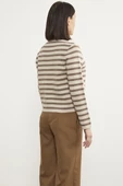 Renkli Çizgili Triko Kısa  Hırka - Bej thumbnail 6