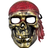 Plastik Korsan Maskesi Halloween Kurukafa Gold - 1