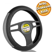 Automix Araç Araba Otomobil Direksiyon Koruma Kılıf Oto Kılıfı 36 38 CM GRİ-SİYAH Yarımay 3091 - 1